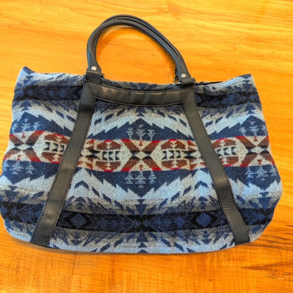 Pendleton Shoulder Tote Bag, Blue Southwestern Print